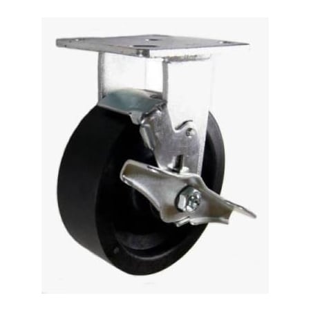 Mapp Caster 6"X2" High Temp Nylon Wheel Rigid Caster W/ Brake - 1,200 Lbs Cap 146HEAT620RB